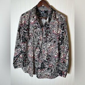 Chaps 100% Cotton Paisley Blouse Women’s Size 1X